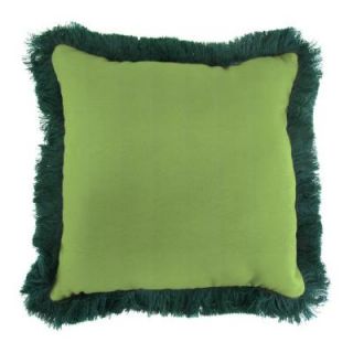 Jordan Manufacturing Sunbrella Canvas Gingko Square Outdoor Throw Pillow with Forest Green Fringe DP981P1 1483F19