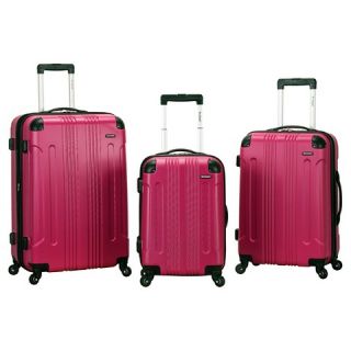 Rockland Sonic 3 Piece Expandable ABS Spinner Luggage Set   Magenta