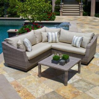 RST Brands Cannes 4 Piece Patio Sectional Seating Set with Slate Grey Cushions OP PESS4 CNS SLT K