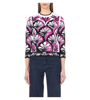 VICTORIA VICTORIA BECKHAM   Floral jacquard stretch knit jumper