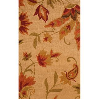 Indo Hand tufted Beige Floral Wool Rug (26 x 4)