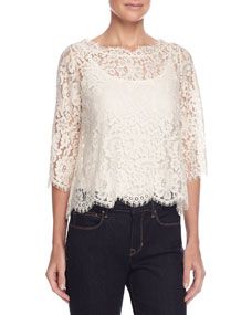 Joie Elvia Scalloped Lace Top