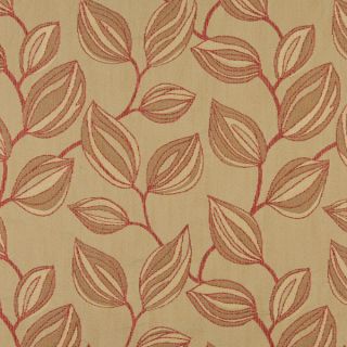 A0029C Beige Red Large Leaves Contemporary Upholstery Fabric (By The