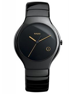 Rado Watch, Mens Swiss True Black Ceramic Bracelet 40mm R27653172