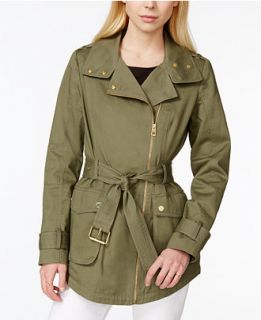 GUESS Belted Asymmetrical Anorak Jacket   Coats   Women