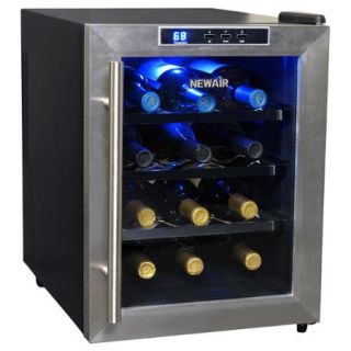 NewAir AW 121E 12 Bottle Thermoelectric Wine Refrigerator, Stainless Steel and Black