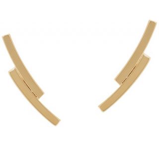 14K Gold Polished Double Bar Ear Climber Earrings —