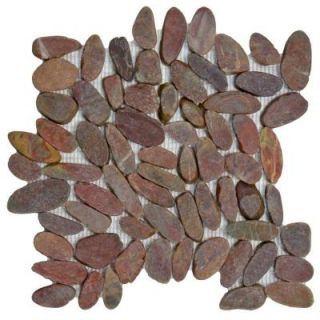 Merola Tile Riverstone Flat Red 11 3/4 in. x 11 3/4 in. x 10 mm Natural Stone Mosaic Floor and Wall Tile GDMFSRD