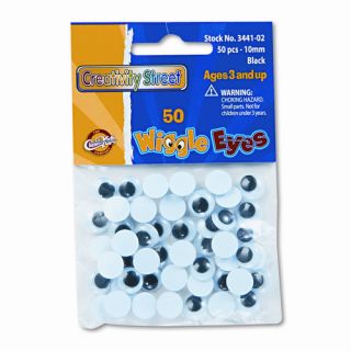 Round Black Wiggle Eyes, 10mm, 50 Pieces per Pack by CREATIVITY STREET