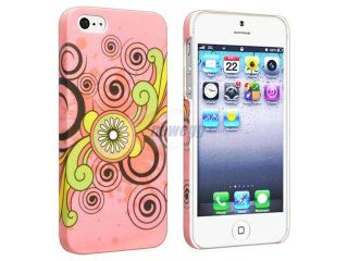 Insten Snap on Rubber Coated Case Cover Compatible with Apple iPhone 5 / 5S, Flower Rear Style 64