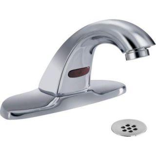 Delta Commercial Battery Powered Single Hole Touchless Bathroom Faucet with 4 in. Centerset in Chrome 591LF HGMHDF