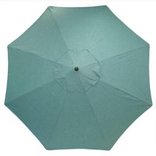 Hampton Bay 11 ft. Aluminum Patio Market Umbrella in Teal Stripe 9111 01223200