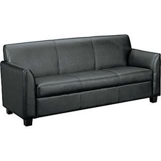 basyx by HON VL873 Tailored Three Cushion Sofa, Black SofThread™ Leather (BSXVL873ST11)