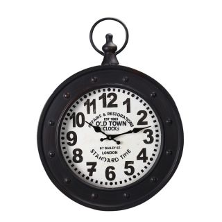 Adeco Black Iron Vintage Inspired Old Town Clocks Pocket Watch Style
