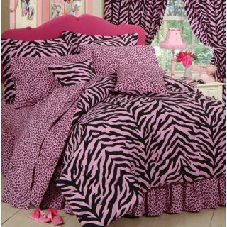 Zebra Print Bed in a Bag with Sheet Set   Pink/Black