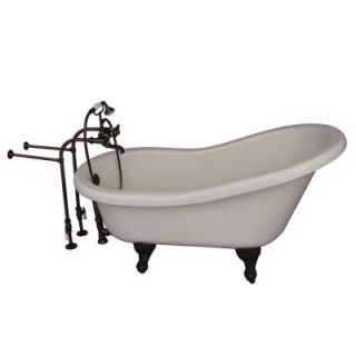 Barclay Products 5 ft. Acrylic Ball and Claw Feet Slipper Tub in Bisque with Oil Rubbed Bronze Accessories TKADTS60 BORB2