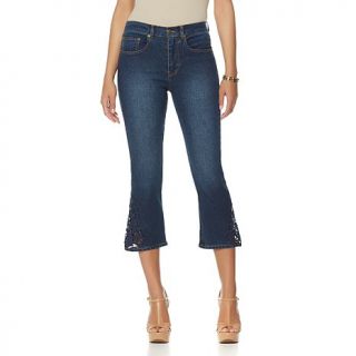DG2 by Diane Gilman Classic Stretch Denim Cropped Boot Cut with Lace Inset   8039224