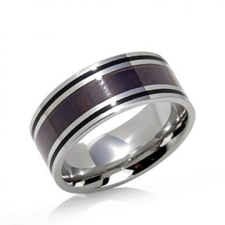 Men's Stainless Steel and Wood Band Ring   7581289
