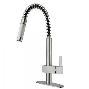 VIGO Industries VG02009STK1 Kitchen Faucet, Pull Out w/Deck Plate   Stainless Steel