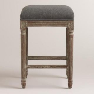 Charcoal Linen Paige Backless Counter Stool