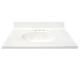 US Marble 31 in. Cultured Marble Vanity Top in Solid White Color with Integral Backsplash and Solid White Bowl 31CL10199SM