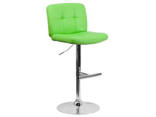 Flash Furniture Contemporary Tufted Green Vinyl Adjustable Height Bar Stool with Chrome Base