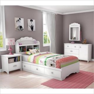 South Shore Sabrina 3 Piece Twin Bookcase Bedroom Set in Pure White