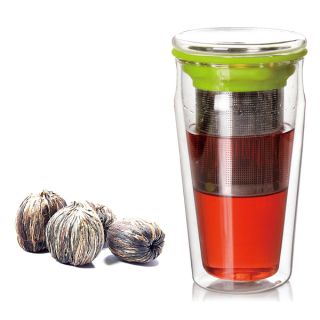 Tea Beyond Premium Double Wall Eco Tumbler Assorted Blooming Tea Gift