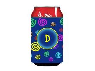 Letter D Initial Monogram   Blue Swirls Can or Bottle Beverage Insulator Hugger