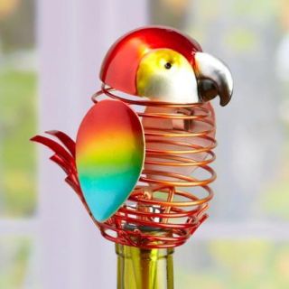 6" Decorative Spring Wrought Iron Parrot Figurine Wine Bottle Stopper