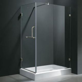 Vigo Pacifica 48.125 in. x 79.25 in. Frameless Pivot Shower Enclosure in Chrome with Clear Glass and Right Base VG6012CHCL36WR