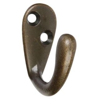 Stanley National Hardware 2 in. Basic Single Robe Hook in Distressed Antique Bronze DISCONTINUED V8006 2 SGL ROBE HK DAB