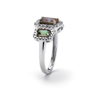 Palm Beach Jewelry Platinum Over Silver Emerald Cut Gemstone Ring