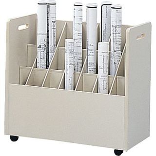 Safco 3043 Mobile Roll File Wood Mobile Roll File, 21 Compartment