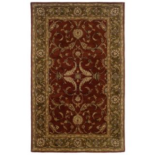 Hand Tufted Oriental Pattern Red/ Green Area Rug (96 x 136)