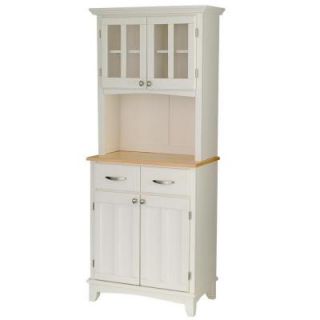 Home Styles Two Drawer 31.25 in. W White Buffet with Wood Top and Hutch 5001 0021 12