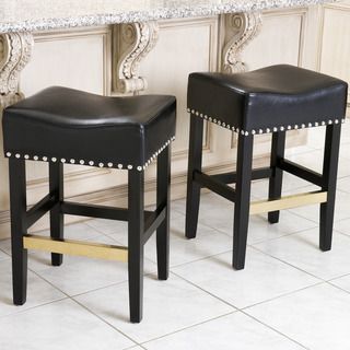 Christopher Knight Home Louigi Black Leather Backless Counter Stool
