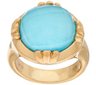 14K Gold Sleeping Beauty Turquoise Doublet Ring —