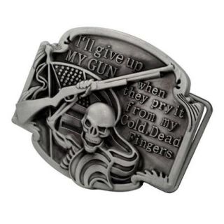 Buckle Rage Large I'LL GIVE UP MY GUN Collectors Belt Buckle , SILVER, 124 SIL