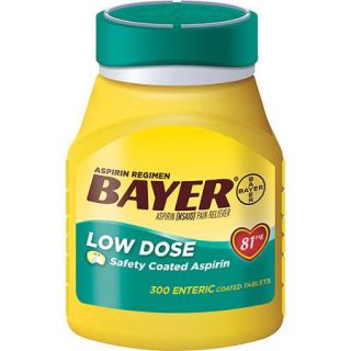Bayer Low Dose Aspirin Enteric Coated Tablets, 81mg, 300 count