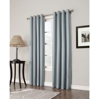 allen + roth Bandley 84 in Sky Blue Polyester Grommet Blackout Single Curtain Panel