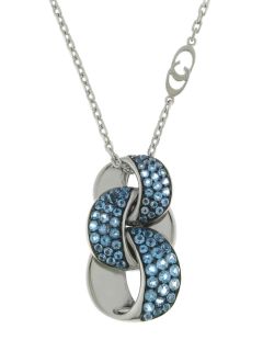 Infinity Silver & Round Cut Blue Topaz Oval Pendant Necklace by Chimento