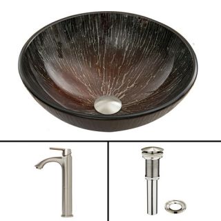 Enchanted Earth Glass Vessel Bathroom Sink and Linus Faucet Set by