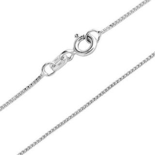 Christmas Gifts Very Thin 14k White Italian Gold Box Chain Necklace 10 Gauge