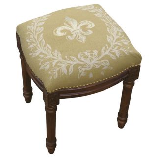 123 Creations French Fleur de Lis Linen Upholstered Vanity Stool