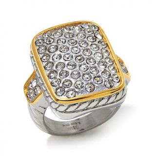 Emma Skye Jewelry Designs 2 Tone Pavé Crystal Rectangular Stainless Stee   7971528