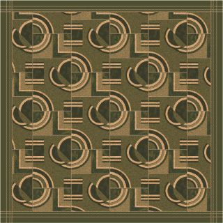 Milliken Modernes Square Green Transitional Tufted Area Rug (Common 8 ft x 8 ft; Actual 7.58 ft x 7.58 ft)