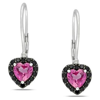 by Miadora Sterling Silver Created Pink Sapphire, Black Spinel and