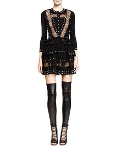 Givenchy Studded Lace Inset Mini Dress, Black