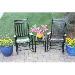 Dixie Seating Company 3 Piece Adult Slat Seat Porch Rocking Chair and Table Set